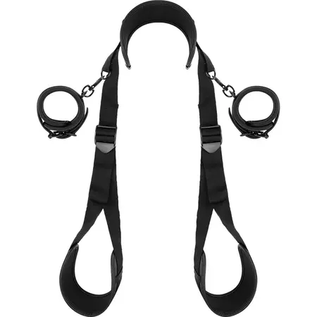 Fetish Submissive Neoprene-Lined Adjustable Restraint System Black