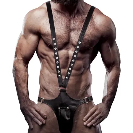 Fetish Submissive Attitude Men's Adjustable V-Shape Eco-Leather Harness