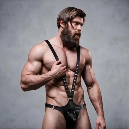 Fetish Submissive Attitude Men's Adjustable V-Shape Eco-Leather Harness