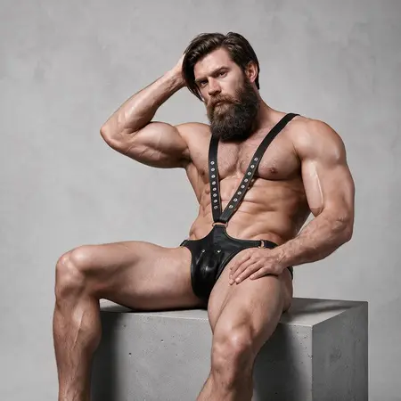 Fetish Submissive Attitude Men's Adjustable V-Shape Eco-Leather Harness