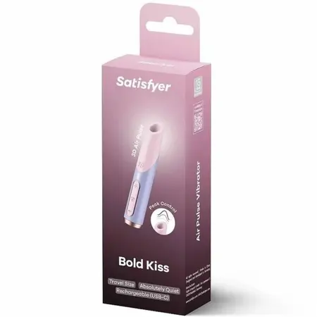 Satisfyer Bold Kiss Wave Pink-Violet Compact Air Pulse Device Silicone