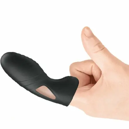 Pretty Love Alan Silicone Finger Vibe Black - Ergonomic Mini Massager