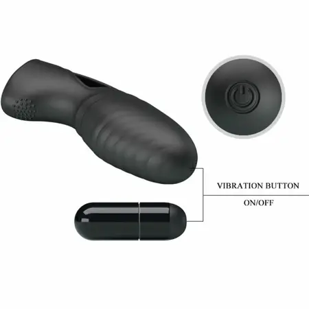 Pretty Love Alan Silicone Finger Vibe Black - Ergonomic Mini Massager
