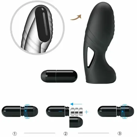 Pretty Love Alan Silicone Finger Vibe Black - Ergonomic Mini Massager