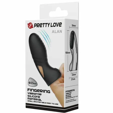 Pretty Love Alan Silicone Finger Vibe Black - Ergonomic Mini Massager