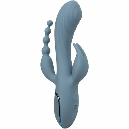 Triple Ecstasy акумулаторен масажор с тройно действие, сив, 11,5 см