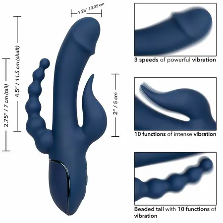 CalExotics III Triple Action Intimate Machine Blue Rechargeable Waterproof