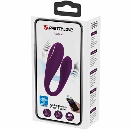 Pretty Love August App-Controlled Double Vibrator Purple Silicone 12 Modes
