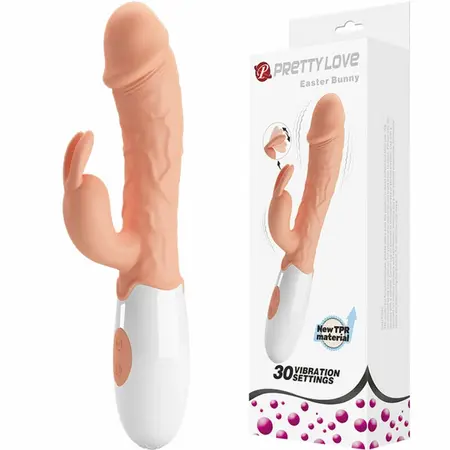 PRETTY LOVE Easter Bunny Dual Motor Flexible Intimate Device, Flesh 21cm