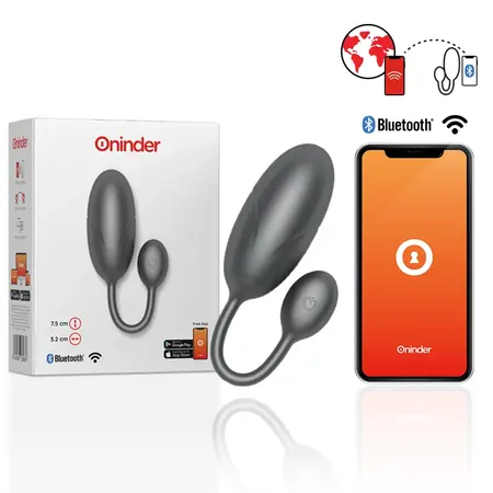 ONINDER Tokyo Black Vibrating Egg 7.5x3.2cm App-Controlled, Waterproof
