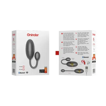 ONINDER Tokyo Black Vibrating Egg 7.5x3.2cm App-Controlled, Waterproof