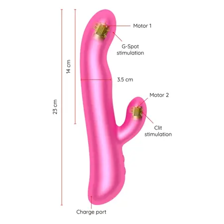 ONINDER Oslo Pink Dual-Action Massager with App & Rotation, Waterproof