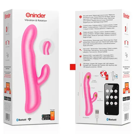 ONINDER Oslo Pink Dual-Action Massager with App & Rotation, Waterproof