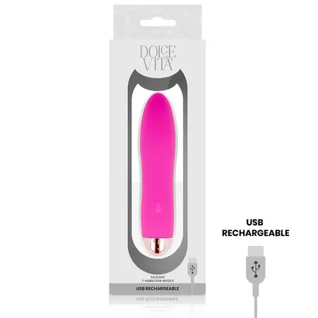 Dolce Vita Four Pink Rechargeable Device 7 Modes Medical Silicone 13cm