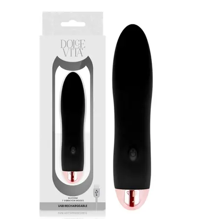 Dolce Vita Four Black Rechargeable Silicone Device 7 Modes 13cm