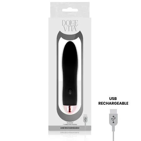 Dolce Vita Four Black Rechargeable Silicone Device 7 Modes 13cm