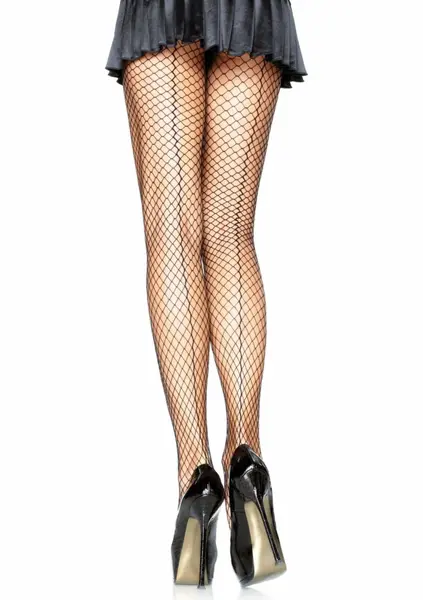 Leg Avenue Elastane Net Pantyhose with Backseam Black One Size