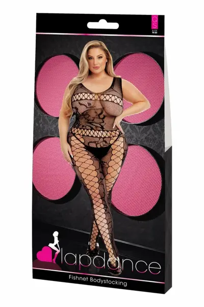 LAPDANCE Fishnet Bodystocking Black - Flexible Nylon-Spandex, QS