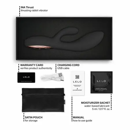 LELO INA Thrust Rabbit Black - Dual-Action Thrusting Intimate Machine