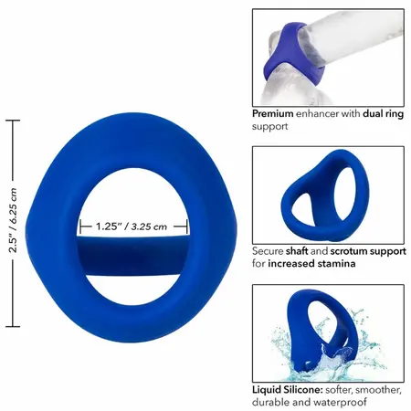 CalExotics Admiral Dual Support Ring Blue - Liquid Silicone Comfort System