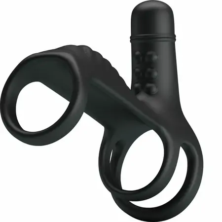 Pretty Love Elastic Silicone Vibration Extension Sleeve Black 10 Modes
