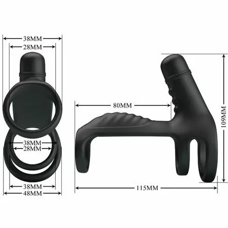 Pretty Love Elastic Silicone Vibration Extension Sleeve Black 10 Modes