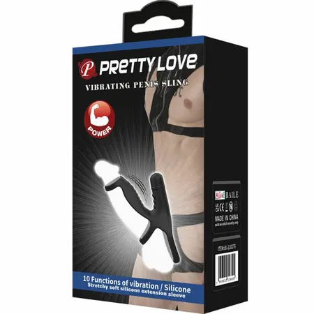 Pretty Love Elastic Silicone Vibration Extension Sleeve Black 10 Modes