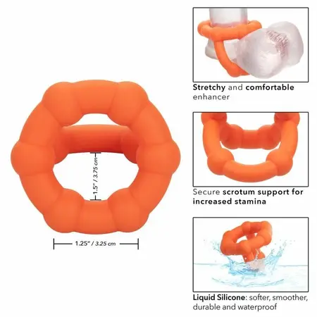 CalExotics Alpha All Star Ring Orange - Double Liquid Silicone Enhancer