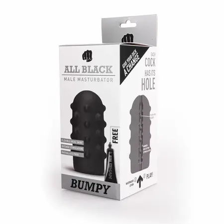 ALL BLACK Bumpy Intimate Stimulation Device 17cm Soft Touch Black