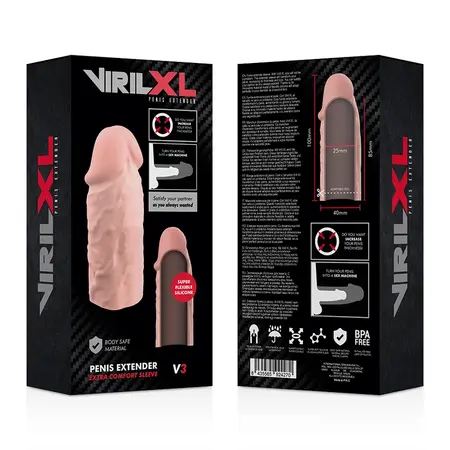 VirilXL Liquid Silicone V3 Anatomical Extension Sleeve 8.5cm Transparent