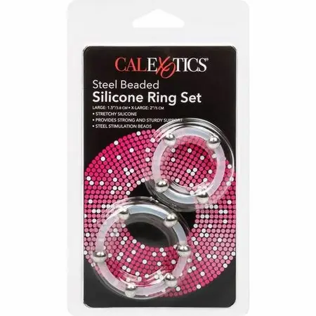 CalExotics Steel Beaded Silicone Ring Set L & XL - Durable System