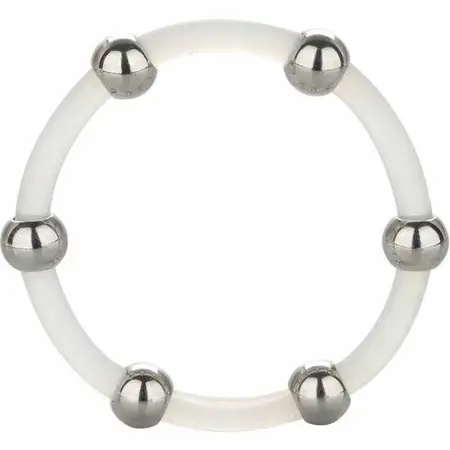 CalExotics Steel Beaded Silicone Performance Ring XL, 5 cm, Black
