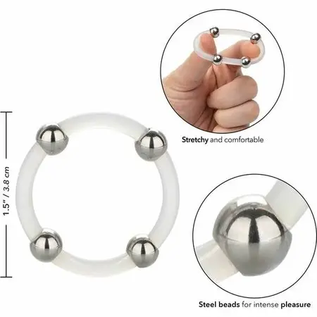 CalExotics Steel Beaded Silicone System Ring L 3.75cm Black