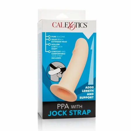CalExotics PPA Hollow Extension System with Adjustable Jock Strap, Flesh, 17.75 cm