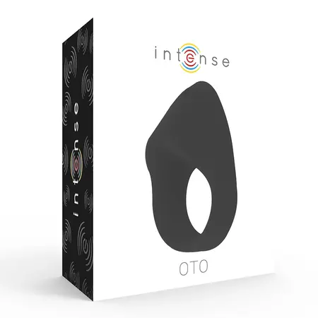 INTENSE OTO Black Silicone Rechargeable Stimulation Ring, 20 Modes, Waterproof