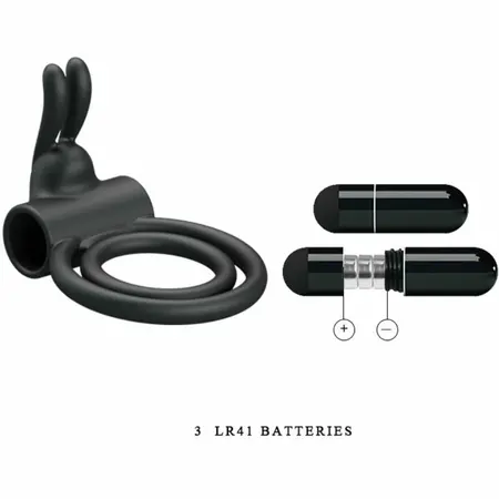 Pretty Love Osmond Silicone Vibrating Support Ring, Waterproof, Black