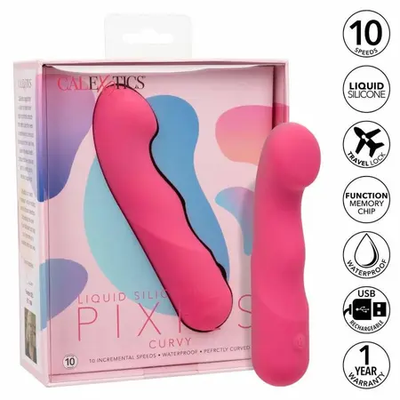 Pixies Curvy гъвкав силиконов масажор, розов