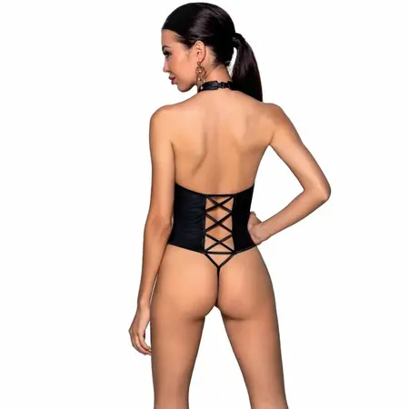 PASSION Nancy Eco Leather Black Body L/XL - Modern Strappy Design