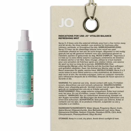 JO Vitalize Balance Intimate Mist 60ml - pH-Balanced, Fragrance-Free Care