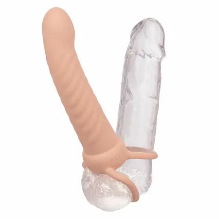 CalExotics Maxx Ribbed Dual Stimulation Device 10 Modes Flesh Silicone
