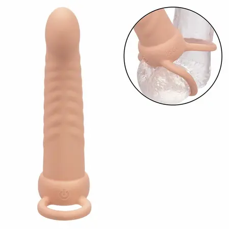 CalExotics Maxx Ribbed Dual Stimulation Device 10 Modes Flesh Silicone