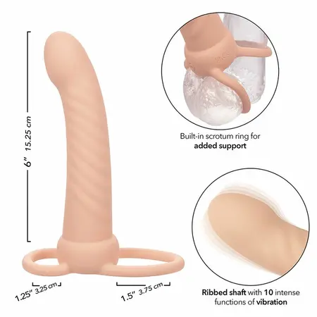 CalExotics Maxx Ribbed Dual Stimulation Device 10 Modes Flesh Silicone