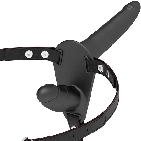 Fetish Submissive Harness Black - Adjustable Dual Attachment System, Silicone