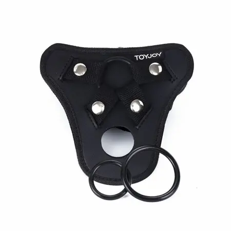 Get Real Pleasure Harness Black - Adjustable Comfort System, 3 Silicone Rings