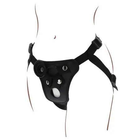 Get Real Pleasure Harness Black - Adjustable Comfort System, 3 Silicone Rings