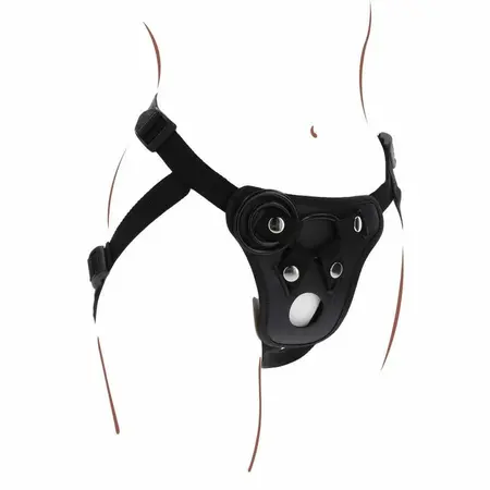 Get Real Pleasure Harness Black - Adjustable Comfort System, 3 Silicone Rings