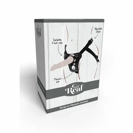 Get Real Pleasure Harness Black - Adjustable Comfort System, 3 Silicone Rings