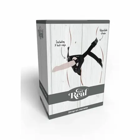 Get Real регулируем колан за страпон с 3 силиконови пръстена, черен