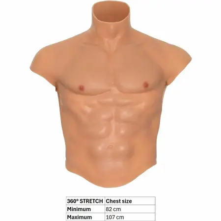 HIDDEN DESIRE ALTER EGO Silicone Male Torso Shirt with Abs, Flesh, S-L