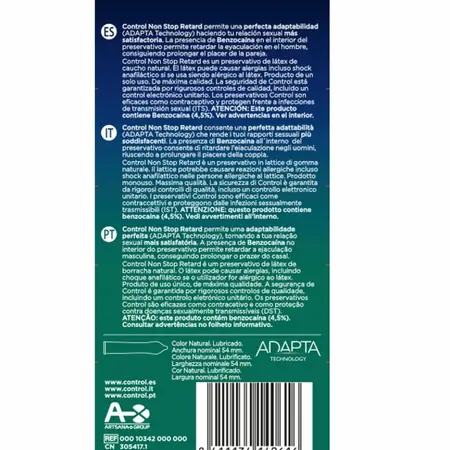 Control Non Stop Retard 12-Pack Latex Delay System Condoms 54mm